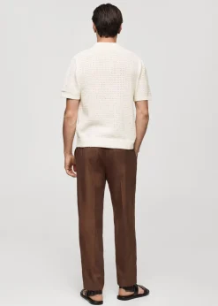 MANGO Kardigany I Swetry|Koszulki Polo*Koszulka polo z ażurowej dzianiny z guzikami