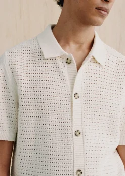 MANGO Kardigany I Swetry|Koszulki Polo*Koszulka polo z ażurowej dzianiny z guzikami