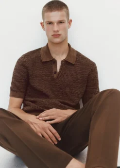 MANGO Kardigany I Swetry|Koszulki Polo*Koszulka polo z bawełnianej dzianiny z teksturą