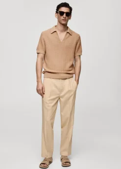 MANGO Kardigany I Swetry|Koszulki Polo*Koszulka polo z bawełnianej dzianiny z warkoczami