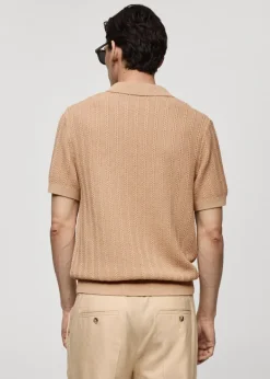 MANGO Kardigany I Swetry|Koszulki Polo*Koszulka polo z bawełnianej dzianiny z warkoczami