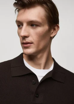 MANGO Kardigany I Swetry|Koszulki Polo*Koszulka polo z cienkiej prążkowanej dzianiny z bawełny