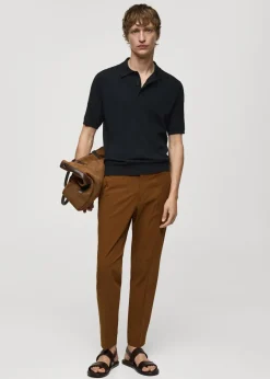 MANGO Kardigany I Swetry|Koszulki Polo*Koszulka polo z cienkiej prążkowanej dzianiny