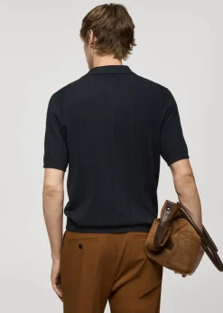 MANGO Kardigany I Swetry|Koszulki Polo*Koszulka polo z cienkiej prążkowanej dzianiny