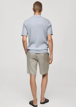 MANGO Koszulki*Koszulka polo z cienkiej prążkowanej dzianiny