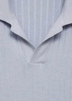 MANGO Koszulki*Koszulka polo z cienkiej prążkowanej dzianiny