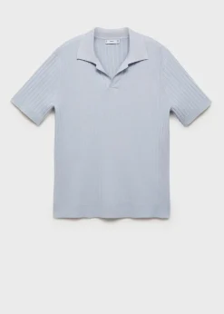 MANGO Koszulki*Koszulka polo z cienkiej prążkowanej dzianiny