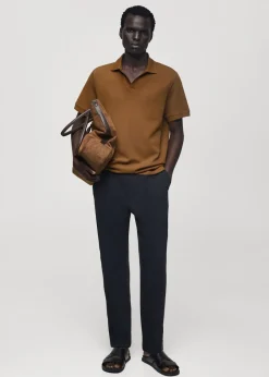 MANGO Koszulki|Koszulki Polo*Koszulka polo z cienkiej prążkowanej dzianiny