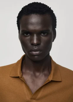 MANGO Koszulki|Koszulki Polo*Koszulka polo z cienkiej prążkowanej dzianiny