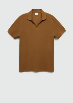 MANGO Koszulki|Koszulki Polo*Koszulka polo z cienkiej prążkowanej dzianiny