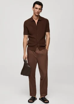 MANGO Kardigany I Swetry|Koszulki Polo*Koszulka polo z cienkiej prążkowanej dzianiny z guzikami