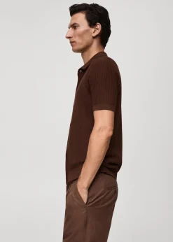 MANGO Kardigany I Swetry|Koszulki Polo*Koszulka polo z cienkiej prążkowanej dzianiny z guzikami