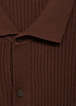 MANGO Kardigany I Swetry|Koszulki Polo*Koszulka polo z cienkiej prążkowanej dzianiny z guzikami