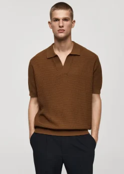 MANGO Kardigany I Swetry|Koszulki Polo*Koszulka polo z dzianiny bawełnianej o średniej grubości z teksturą