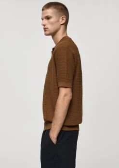 MANGO Kardigany I Swetry|Koszulki Polo*Koszulka polo z dzianiny bawełnianej o średniej grubości z teksturą