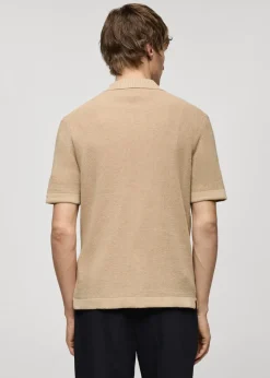 MANGO Koszulki Polo*Koszulka polo z dzianiny z mikroteksturą i zapięciem na guziki