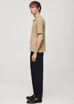 MANGO Koszulki Polo*Koszulka polo z dzianiny z mikroteksturą i zapięciem na guziki