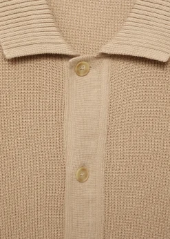 MANGO Koszulki Polo*Koszulka polo z dzianiny z mikroteksturą i zapięciem na guziki