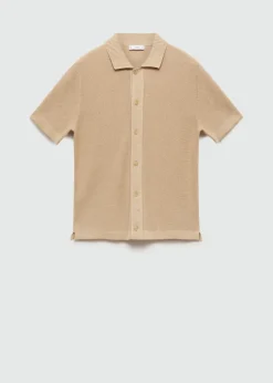 MANGO Koszulki Polo*Koszulka polo z dzianiny z mikroteksturą i zapięciem na guziki