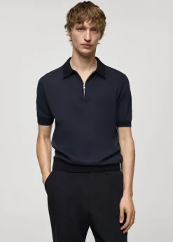 MANGO Kardigany I Swetry|Koszulki Polo*Koszulka polo z dzianiny bawełnianej z zamkiem