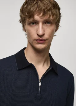 MANGO Kardigany I Swetry|Koszulki Polo*Koszulka polo z dzianiny bawełnianej z zamkiem