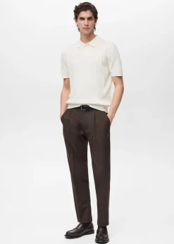 MANGO Koszulki Polo*Koszulka polo z dzianiny z warkoczami z 100% bawełny