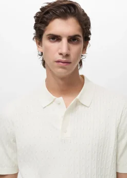 MANGO Koszulki Polo*Koszulka polo z dzianiny z warkoczami z 100% bawełny