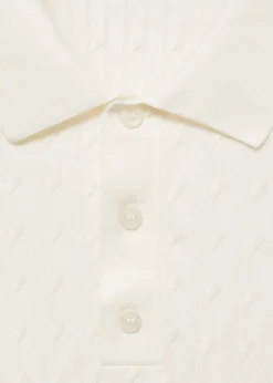 MANGO Koszulki Polo*Koszulka polo z dzianiny z warkoczami z 100% bawełny