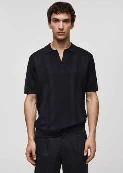 MANGO Kardigany I Swetry|Koszulki Polo*Koszulka polo z prążkowanej dzianiny