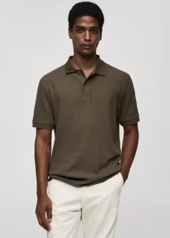 MANGO Koszulki|Koszulki Polo*Koszulka polo z prążkowanej dzianiny bawełnianej