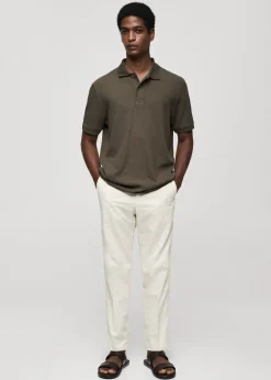 MANGO Koszulki|Koszulki Polo*Koszulka polo z prążkowanej dzianiny bawełnianej