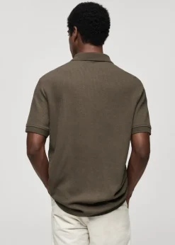 MANGO Koszulki|Koszulki Polo*Koszulka polo z prążkowanej dzianiny bawełnianej