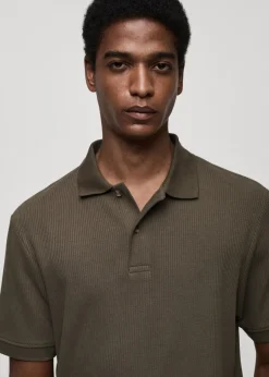 MANGO Koszulki|Koszulki Polo*Koszulka polo z prążkowanej dzianiny bawełnianej
