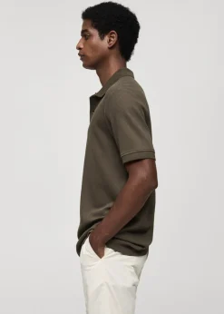 MANGO Koszulki|Koszulki Polo*Koszulka polo z prążkowanej dzianiny bawełnianej