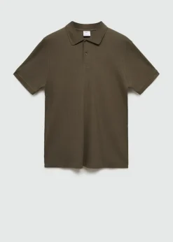 MANGO Koszulki|Koszulki Polo*Koszulka polo z prążkowanej dzianiny bawełnianej