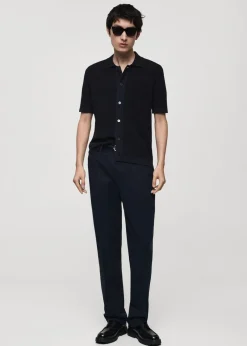 MANGO Koszulki Polo*Koszulka polo z teksturowanej dzianiny z 100% bawełny