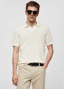 MANGO Koszulki Polo*Koszulka polo z teksturowanej dzianiny