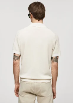 MANGO Koszulki Polo*Koszulka polo z teksturowanej dzianiny