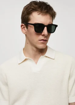 MANGO Koszulki Polo*Koszulka polo z teksturowanej dzianiny