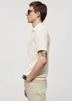 MANGO Koszulki Polo*Koszulka polo z teksturowanej dzianiny
