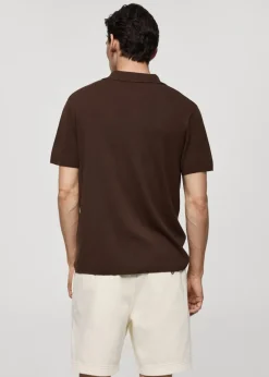 MANGO Kardigany I Swetry|Koszulki Polo*Koszulka polo z teksturowanej dzianiny bawełnianej