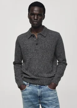 MANGO Kardigany I Swetry|Koszulki Polo*Koszulka polo z wełnianej melanżowej dzianiny