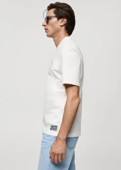 MANGO Koszulki*Koszulka regular fit bawełniana z nadrukiem