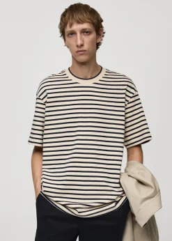 MANGO Koszulki*Koszulka relaxed fit z 100% bawełny w paski