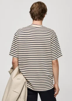 MANGO Koszulki*Koszulka relaxed fit z 100% bawełny w paski