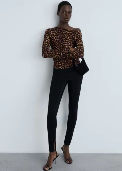 MANGO Koszulki*Koszulka w lamparcie cętki z asymetrycznym dekoltem