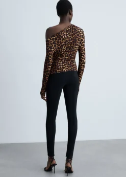 MANGO Koszulki*Koszulka w lamparcie cętki z asymetrycznym dekoltem