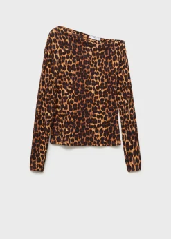 MANGO Koszulki*Koszulka w lamparcie cętki z asymetrycznym dekoltem