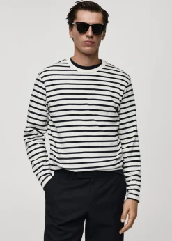 MANGO Koszulki*Koszulka w paski z bawełny 100%