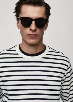 MANGO Koszulki*Koszulka w paski z bawełny 100%